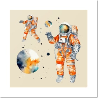 Astronaut Funny Space Watercolor Posters and Art